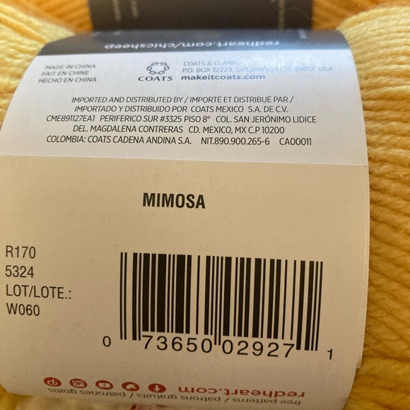 NIW Red Heart Chic Sheep Yarn Mimosa  in Yellow - Picture 3 of 6